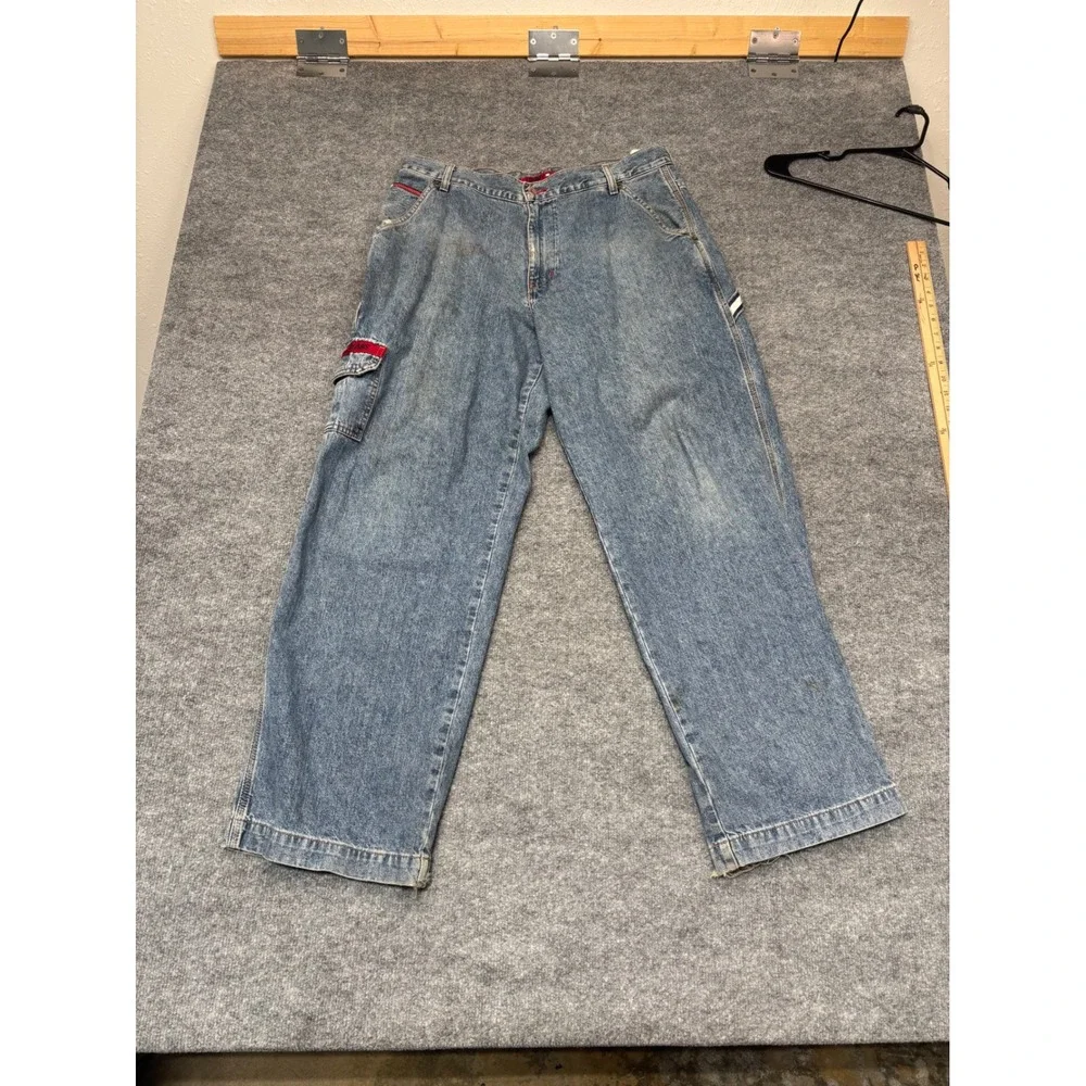 Vintage Tommy Hilfiger Carpenter Jeans Mens 34x32 Blue Denim Cargo Relaxed‎ Fit